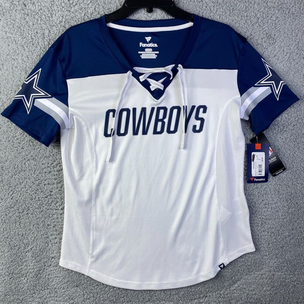 Fanatics Dallas Cowboys Women’s shirt Blue, White Sizes Small Short Sleeve NWT